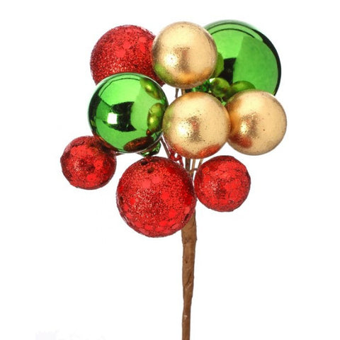 8" Sequin Ball/VP Mixed Ball Pick - Red, Green & Gold