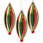 9" VP Ridged Finial Ornament - Red, Green & Gold