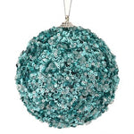 4" Ice Sequin Ball Ornament - Aqua Blue