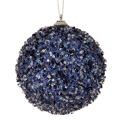 4" Ice Sequin Ball Ornament - Midnight Blue