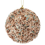 5" Ice Sequin Ball Ornament - Champagne/Blue