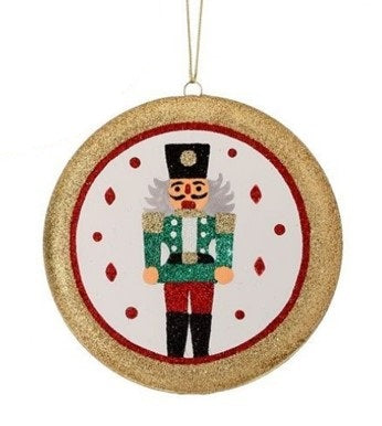 150mm VP - Flitter Nutcracker Disc Ornament - Green & Red