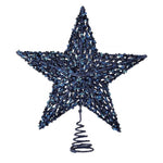 13" SEQUIN/BEAD/GLITR STAR TREE TOPPER - Navy