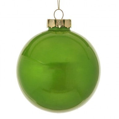 4” Glass Look Plastic Ball Ornament - Apple Green