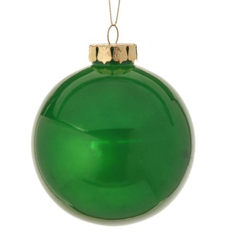4” Glass Look Plastic Ball Ornament - Green