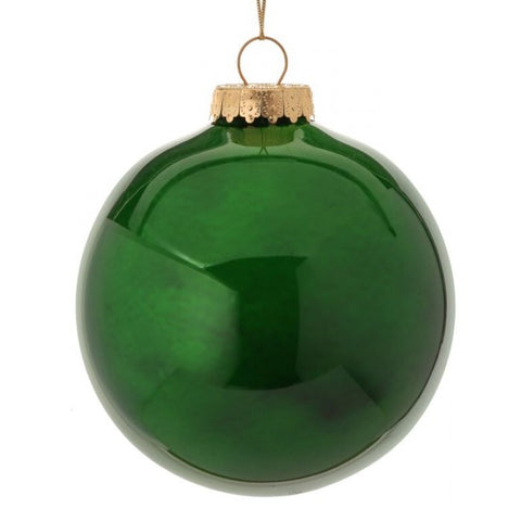 6” Glass Look Plastic Ball Ornament - Green