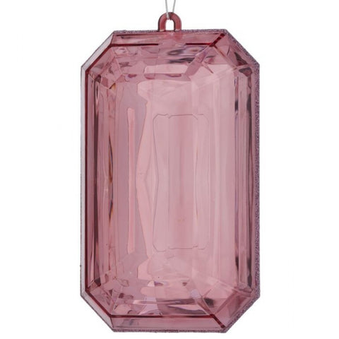 9" Acrylic Emerald Cut Precious Gem Ornament - Pink