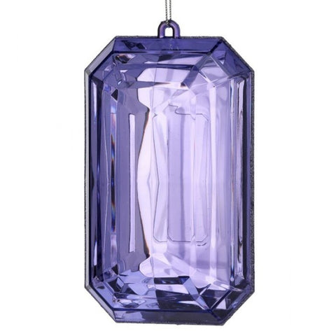 9" Acrylic Emerald Cut Precious Gem Ornament - Purple