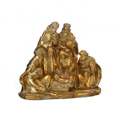 8.5" Resin Nativity Scene - Golden