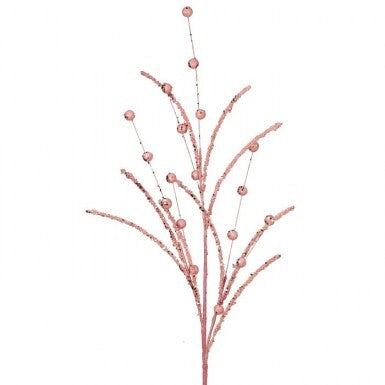 35" Glitter & Sequins Bead Stem Ball Spray - Blush Pink
