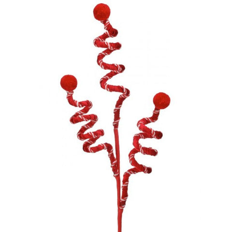 24" Curly Chenille Stem With Pom Pom Ball - Red