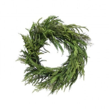26" Cyprus/Norfolk Pine Wreath - Natural Green