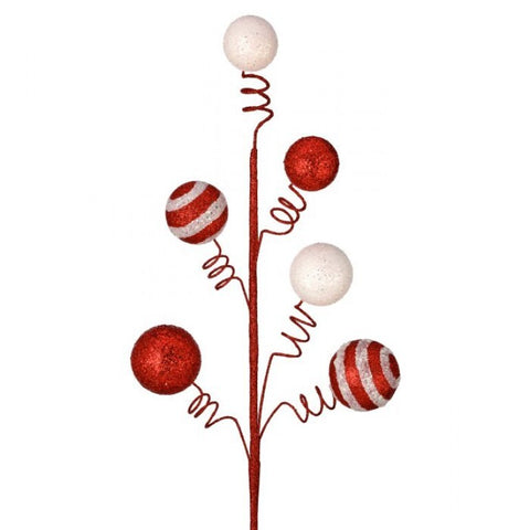 23" GLITTER BALL SPRAY - Red/White