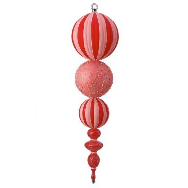 22"VP HANGING SWIRL CANDY FINIAL - Red & Pink