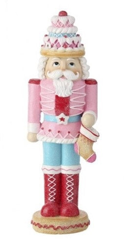 12.5" Resin - Sweets Nutcracker with Cake Hat - PINK