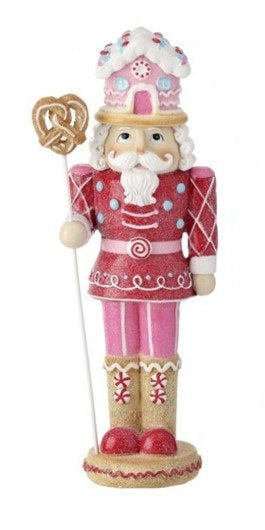 12.5" Resin - Sweets Nutcracker with Candy House Hat - RED