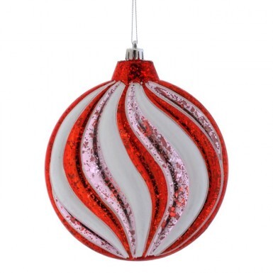 6.5" BP Swirl Disk Ornament - Pink, White & Red