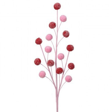 21" Pom Pom Spray with Glittered Snow - Choose Color