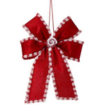 15" VELVET SWEETS BOW ORNAMENT W/CANDY - Red