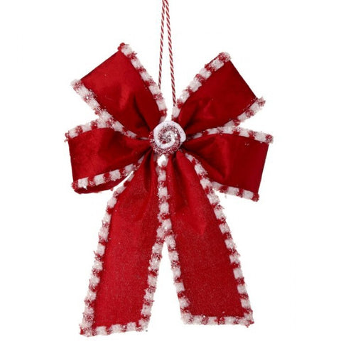 15" VELVET SWEETS BOW ORNAMENT W/CANDY - Red