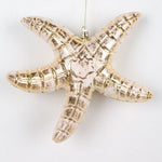 10" VP Glittered Starfish Ornament - Ivory Champagne