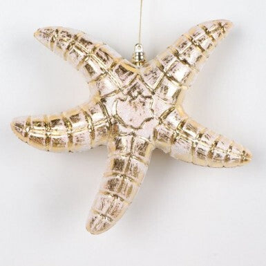 10" VP Glittered Starfish Ornament - Ivory Champagne