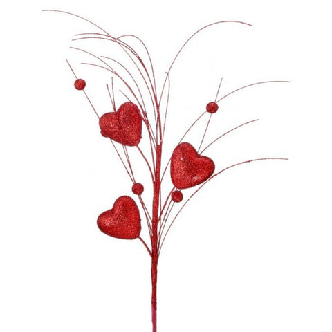 13" Glittered Heart with Rain Spray x3  - Red