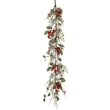 48" Winter Frosted with Berries & Holly Garland