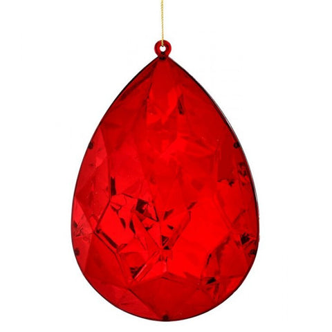 6" Acrylic Jewel Drop Ornament - Red