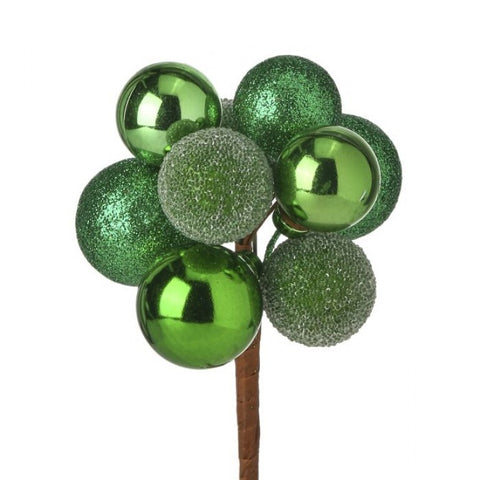 7" Beaded, Shiny & Matte Ball Pick x9 - Green