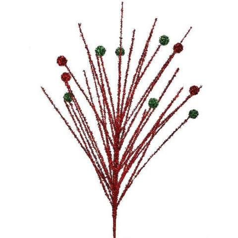 30" Glitter Burst Stem - Red/Green