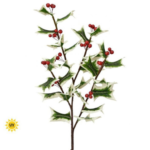 30" UV Protected - Fresh Cut Holly Spray - Variegated Green