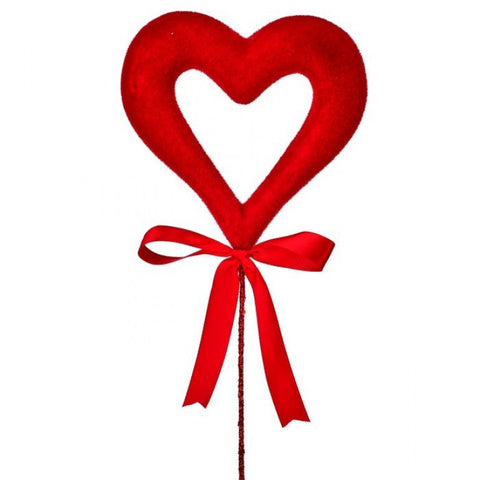 18" Flocked Open Heart Pick - Red