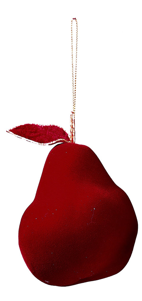 4" Velvet Pear Ornament - Burgundy