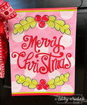 Merry Christmas Holly - Pink & Red - Vinyl Garden Flag