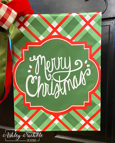 Merry Christmas - Plaid (Emerald Green & Red) - Vinyl Garden Flag