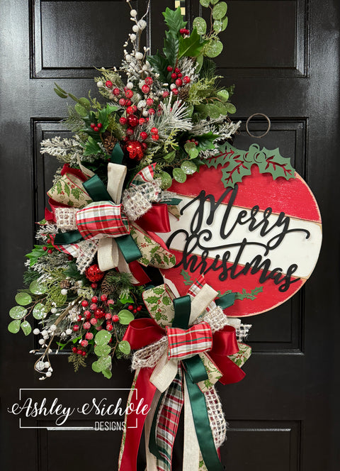 "Merry Christmas" Traditional Ornament Wreath