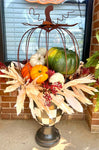 Large Rusty Wire Pumpkin for Planters or Decor