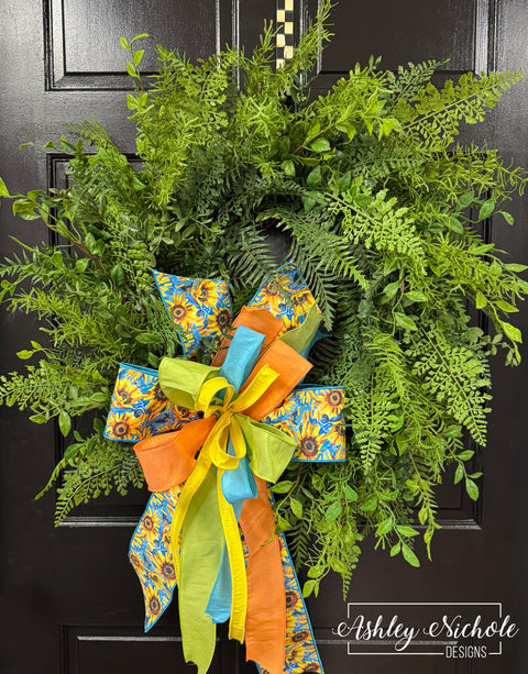 Mixed Grasses & Ferns Round Wreath