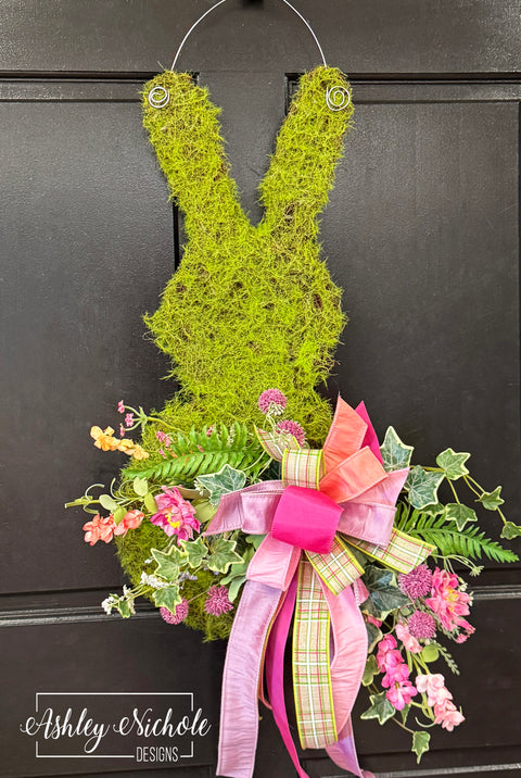 Moss Bunny FLORAL Door Hanger