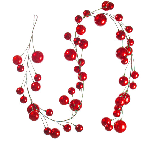 10' Candy Ball Branch Garland - Red