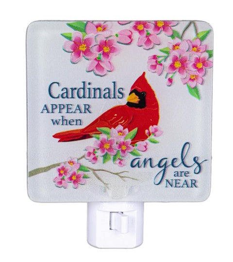 5.25" Memorial "Cardinals Appear When Angels Are Near" Night Light - Glass