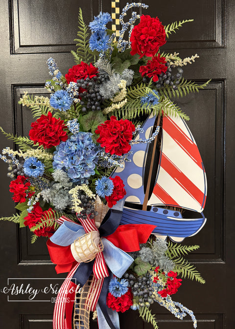 *READY to SHIP* - Nautical Sailboat Wreath