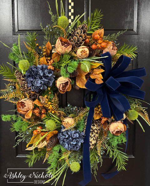 Navy Grandeur Fall Wreath
