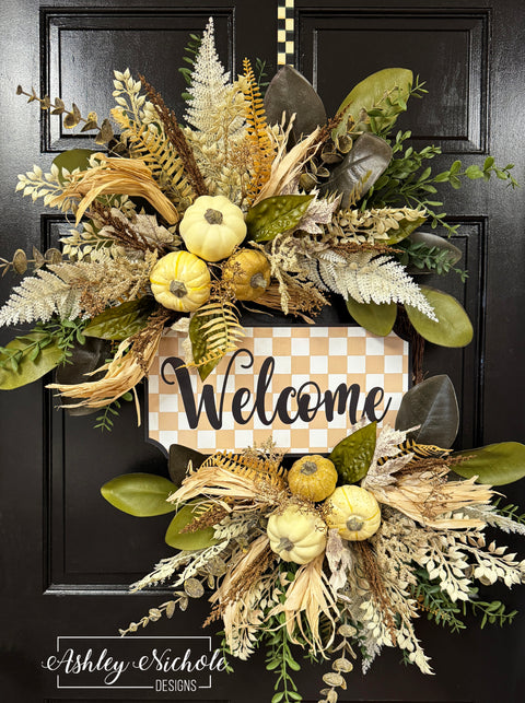 Neutral Harvest Welcome Wreath