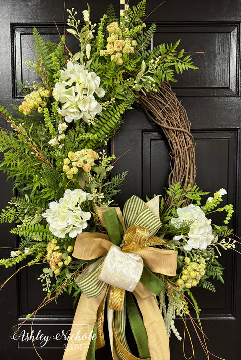*READY to SHIP* - Neutral & Sophisticated Oval Floral Wreath
