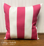 Outdoor Pillow - Jazy Pink & White Stripe