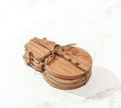 Wooden Snowman Coasters - Set of 4 - Natural