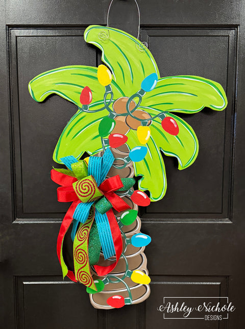 Palm Tree - Christmas - Door Hanger (UV PRINTED)
