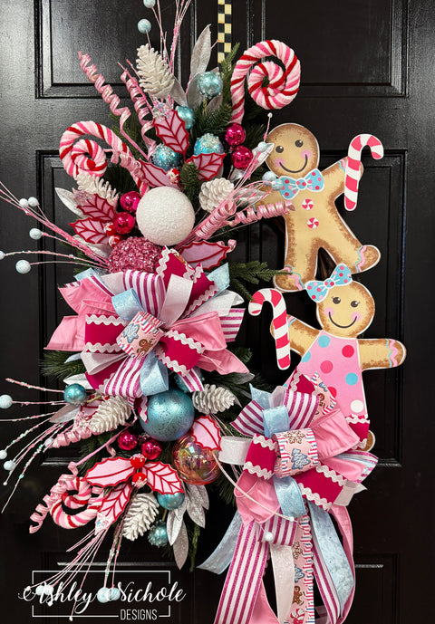 Pastel Gingerbread Cookie Stack Wreath
